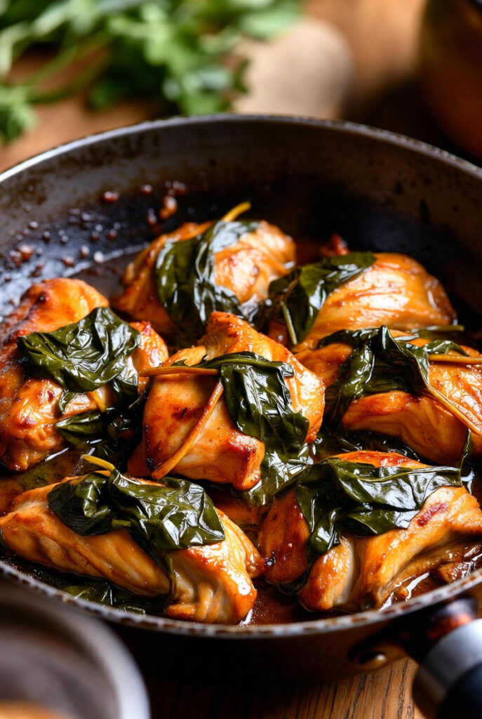 chicken skillet with spinach