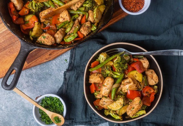 Grilled Chicken Skillet with summer vegetables
