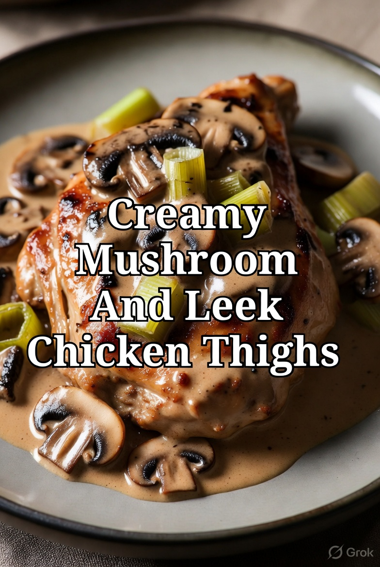 creamy mushroom leek chicken thighs