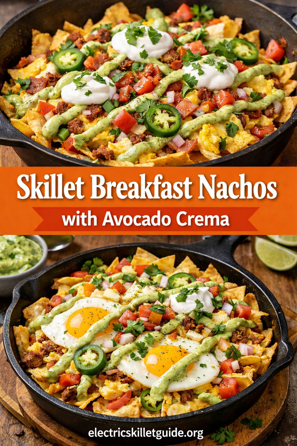 skillet breakfast nachos with avocado crema recipe