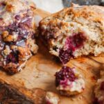 brown sugar blackberry scones with maple glaze