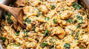 creamy chicken orzo skillet