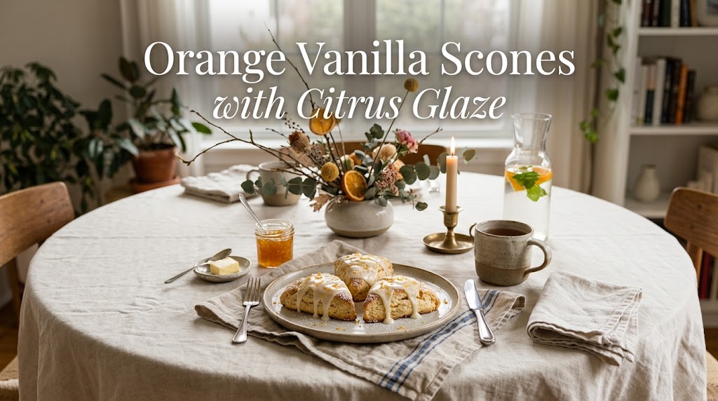 Orange Vanilla Scones with Citrus Glaze