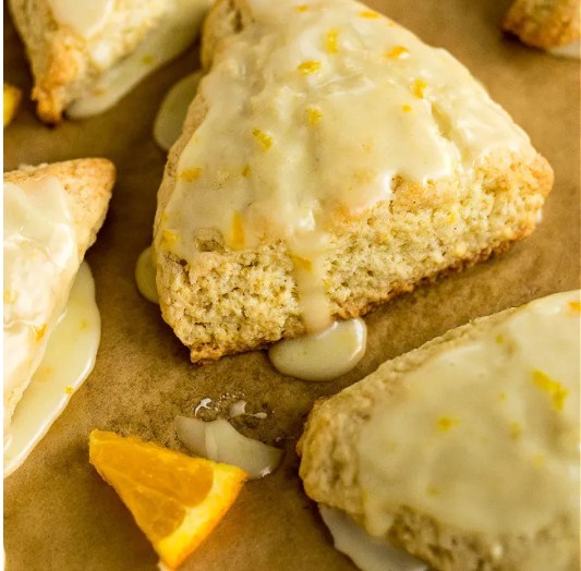 Orange Vanilla Scones with Citrus Glaze