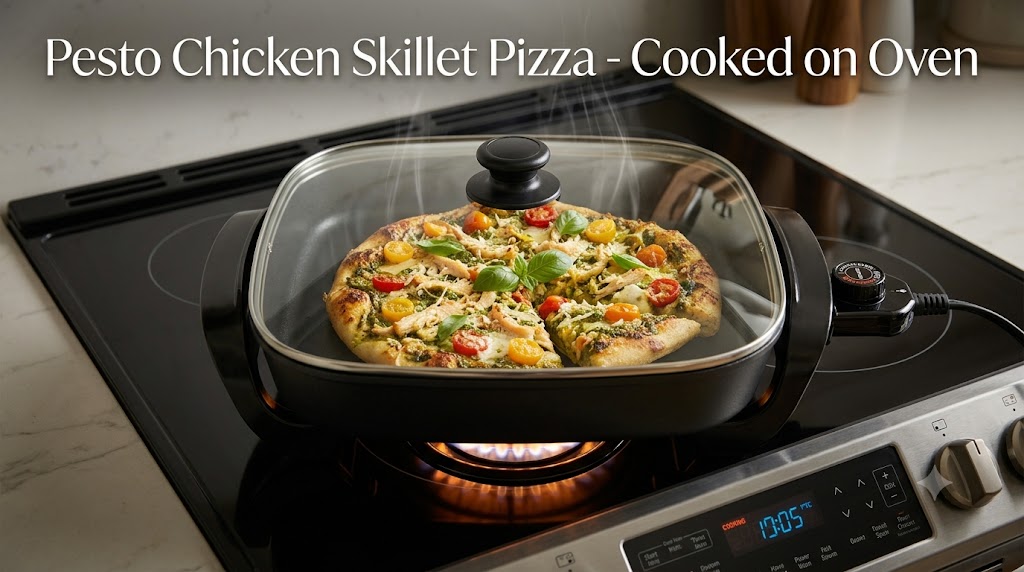 Pesto Chicken Skillet Pizza